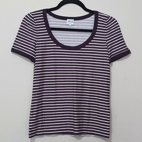 Armani Collezione Basic Striped Tee - Picture 1 of 8